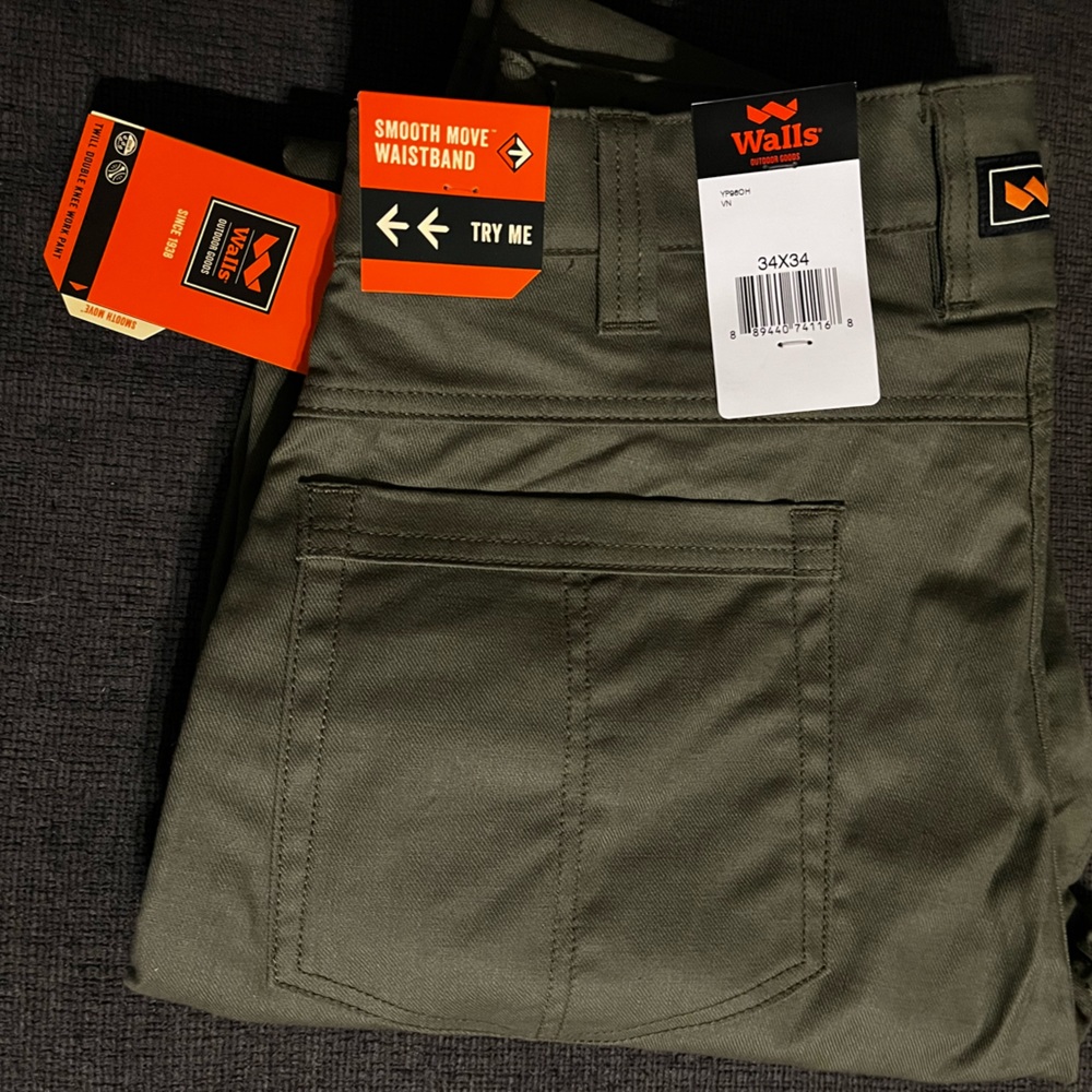 Men’s work pant size 34x34, olive green